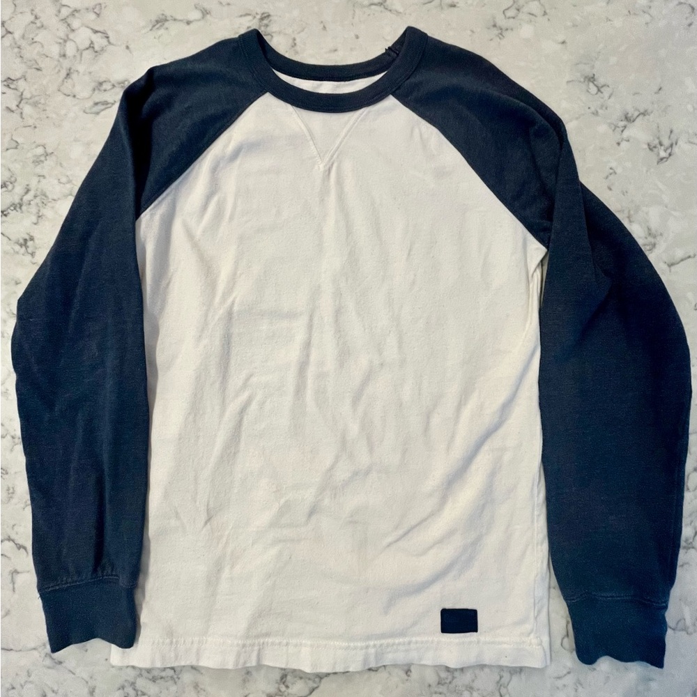 Boys YXL Gap Kids Navy and White Baseball Style Long Sleeve Shirt